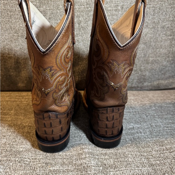 Old West Brown Crocodile Pattern Cowboy Boots BSC1830 kids Size 1.0D - Picture 5 of 10